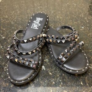 Corkys Black Studded Sandals SZ 8 NWOT Summer Gothic